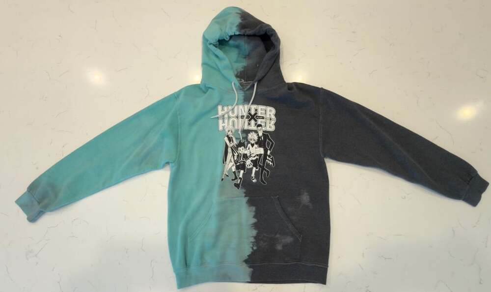 Hunter x Hunter Split Wash Hoodie Medium Teal Charcoal